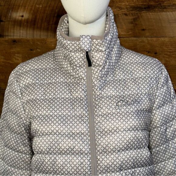 Sportscaster ultra lightweight Packable grey diamond
 down stadium jacket sz S - Picture 5 of 10